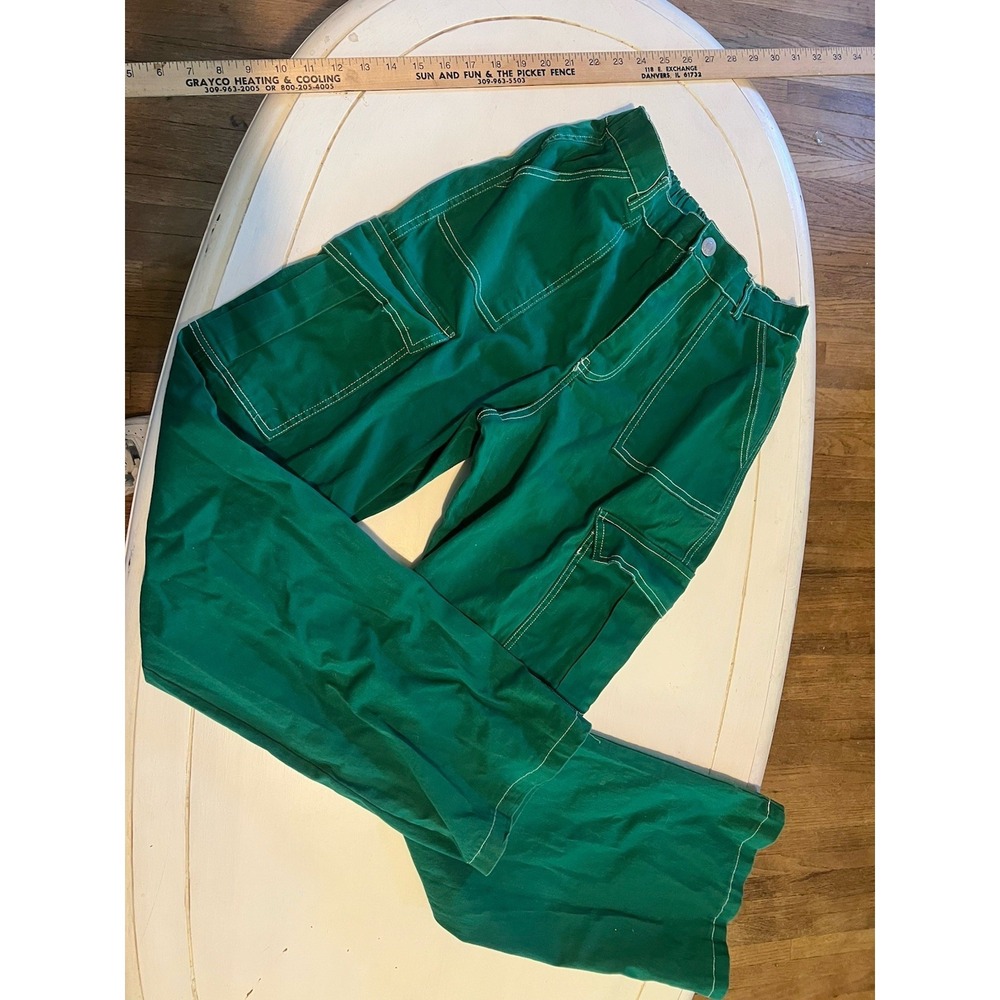 Refuge Green Cargo Pants Womens Medium Elastic Waist Utility Y2K Streetwear